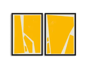 Abstract Squares Yellow Two Prints