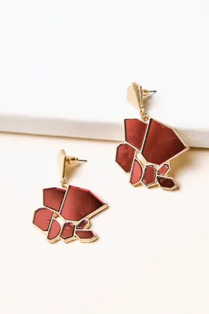 Abstract Stained Glass Earrings in Red