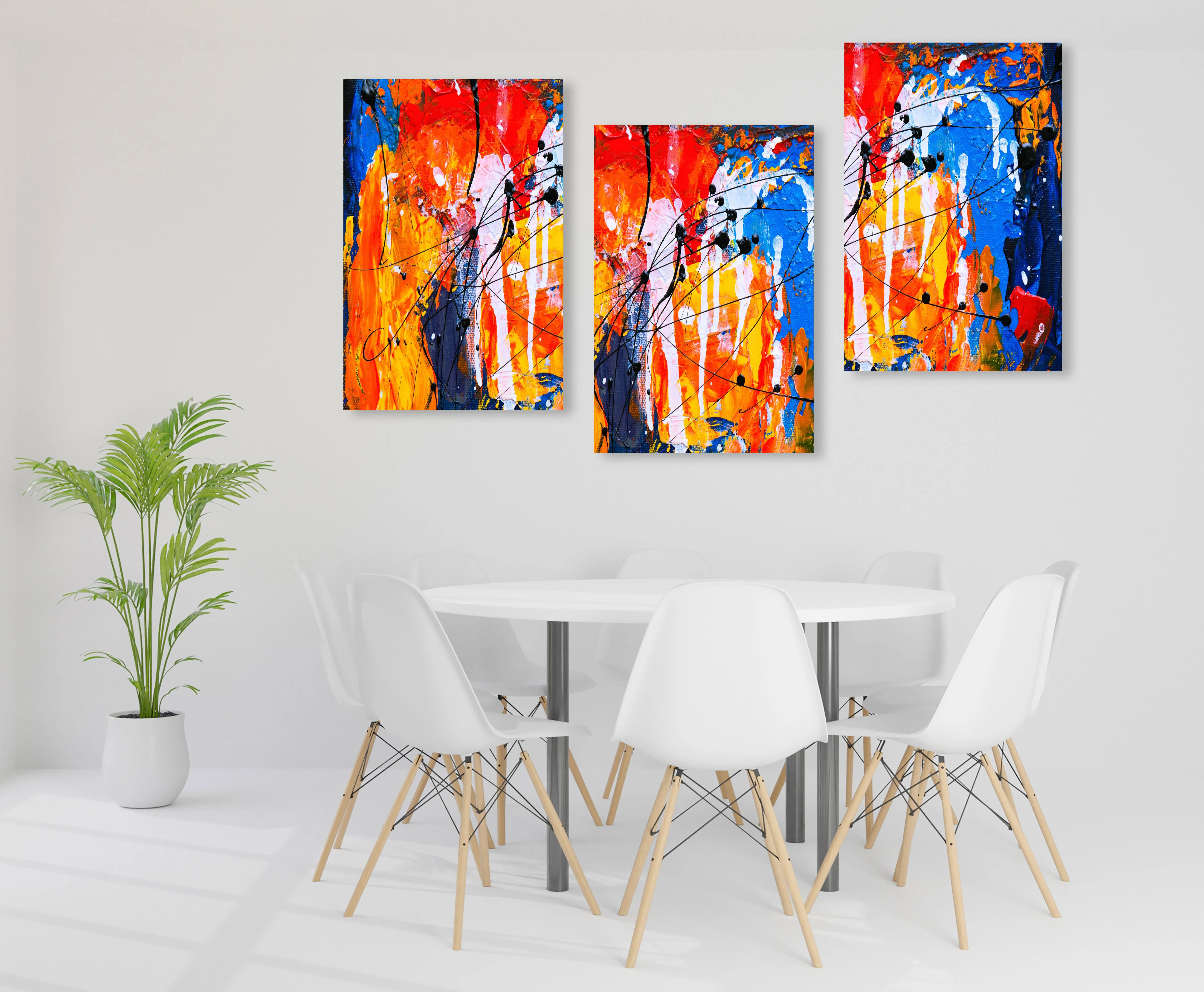 Abstract wall art, modern wall art paintings on canvas, decorative gift, printable wall art set of 3,  multi panel wall art