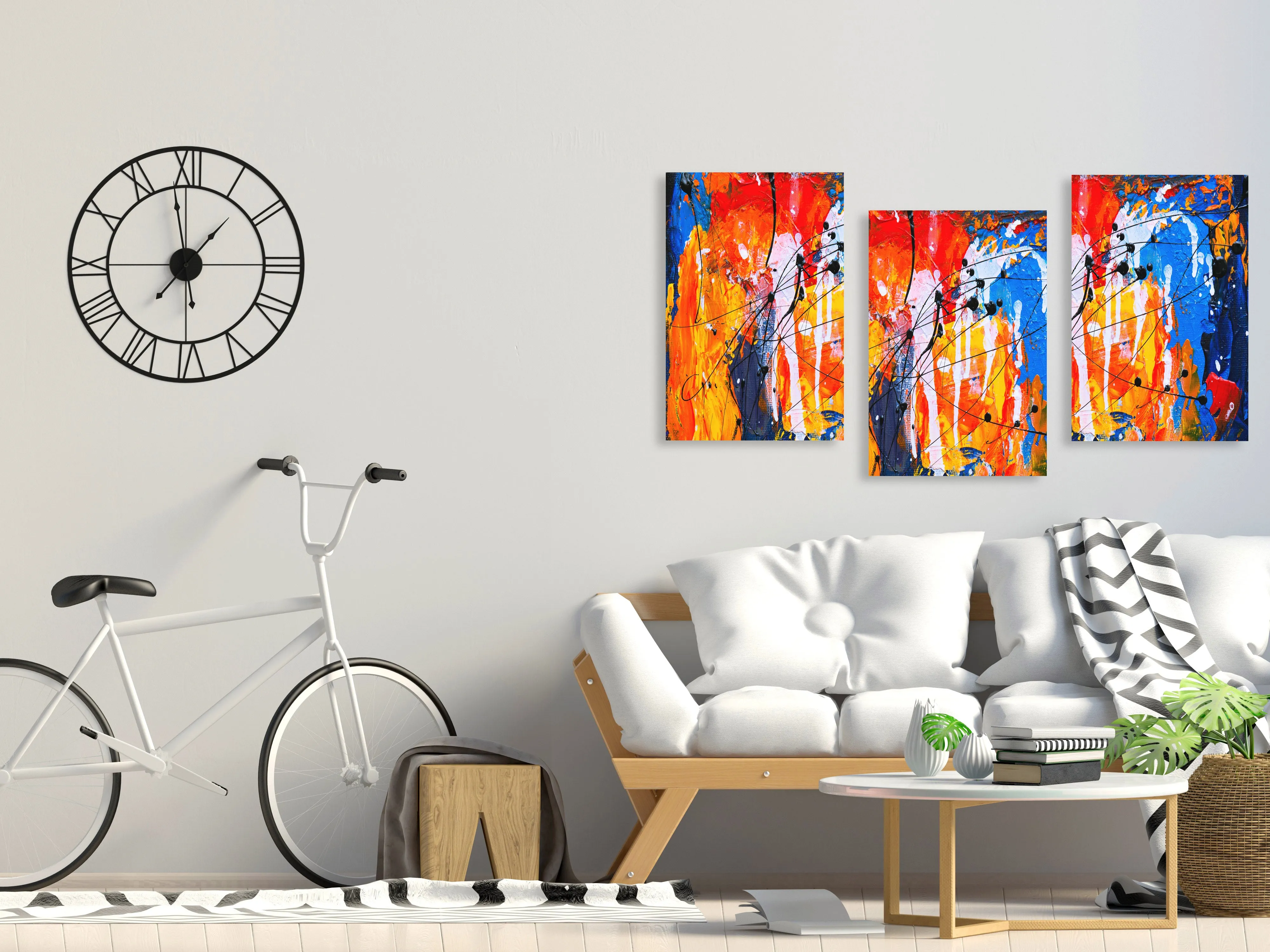 Abstract wall art, modern wall art paintings on canvas, decorative gift, printable wall art set of 3,  multi panel wall art