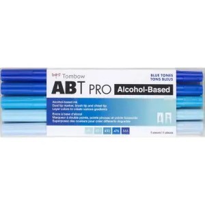 ABT PRO Brush Marker Set of 5 Color Blue Tones