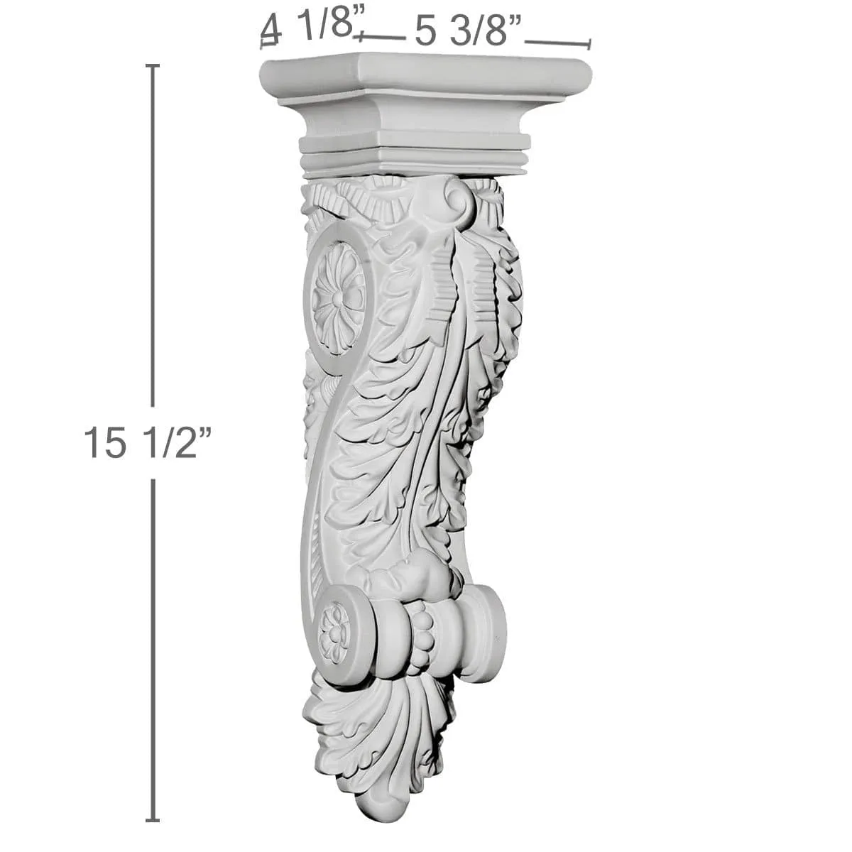 Acanthus Ribbon Corbel, 5 3/8"W x 4 1/8"D x 15 1/2"H