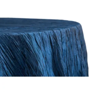 Accordion Crinkle Taffeta 132" Round Tablecloth - Navy Blue