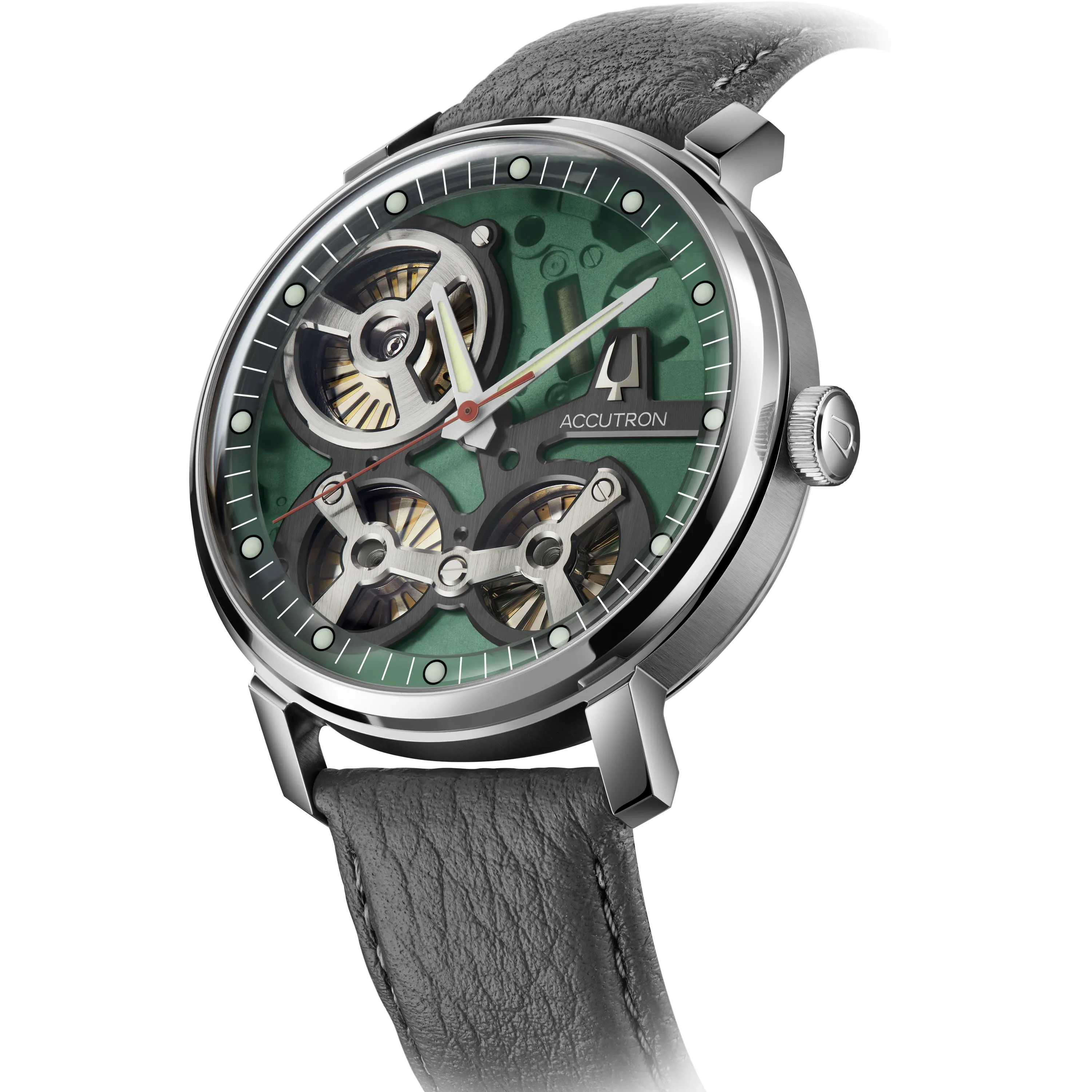 Accutron Spaceview 2020 ElectroStatic Green Dial Black Strap Watch 2ES6A005