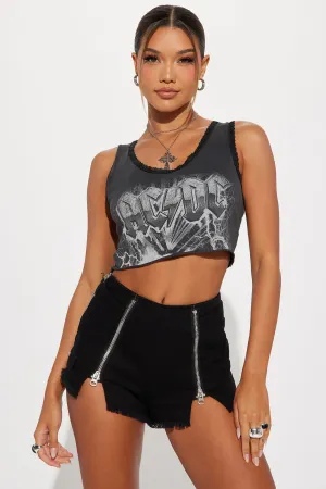 ACDC Lace Trim Tank Top - Charcoal