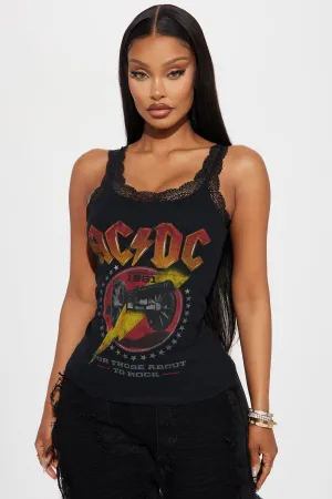 ACDC Washed Lace Tank Top - Black Wash