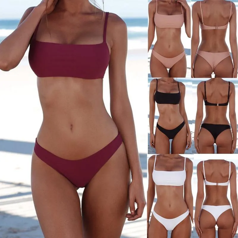 ACEXPNM Brand New Summer Women Solid Bikini Set Push-up