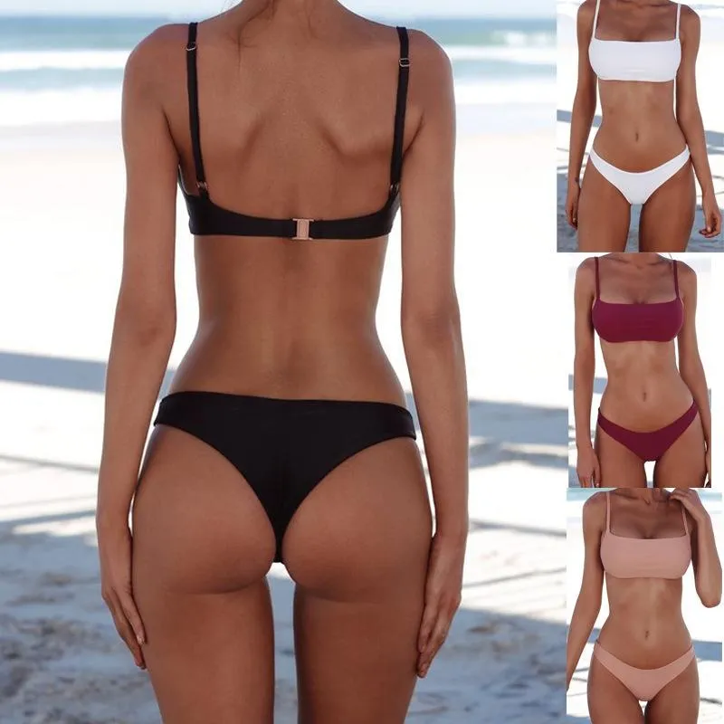 ACEXPNM Brand New Summer Women Solid Bikini Set Push-up