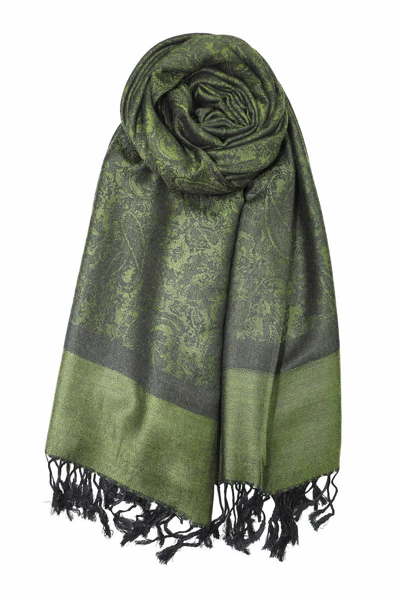 Achillea Two Tone Vintage Jacquard Paisley Pashmina Scarf