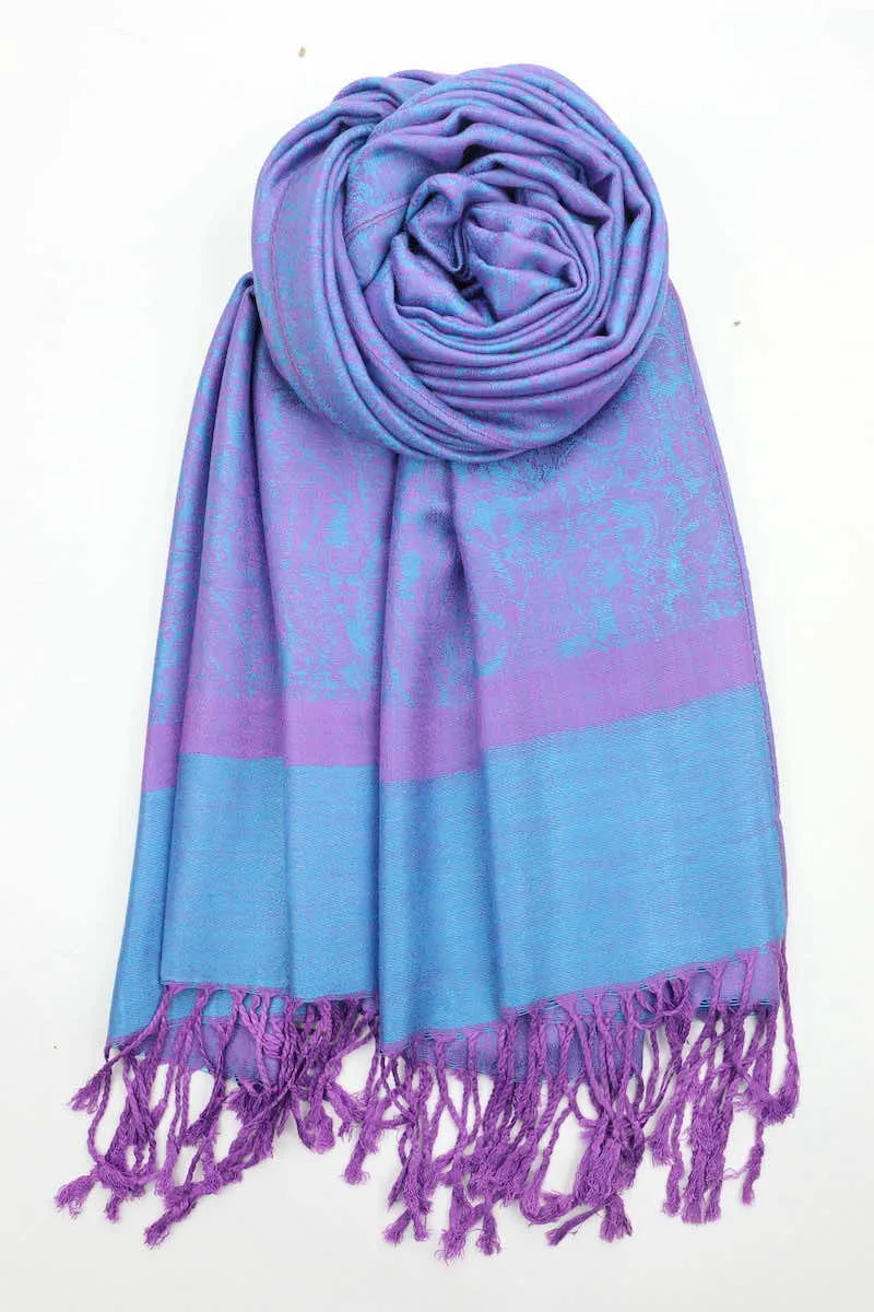 Achillea Two Tone Vintage Jacquard Paisley Pashmina Scarf