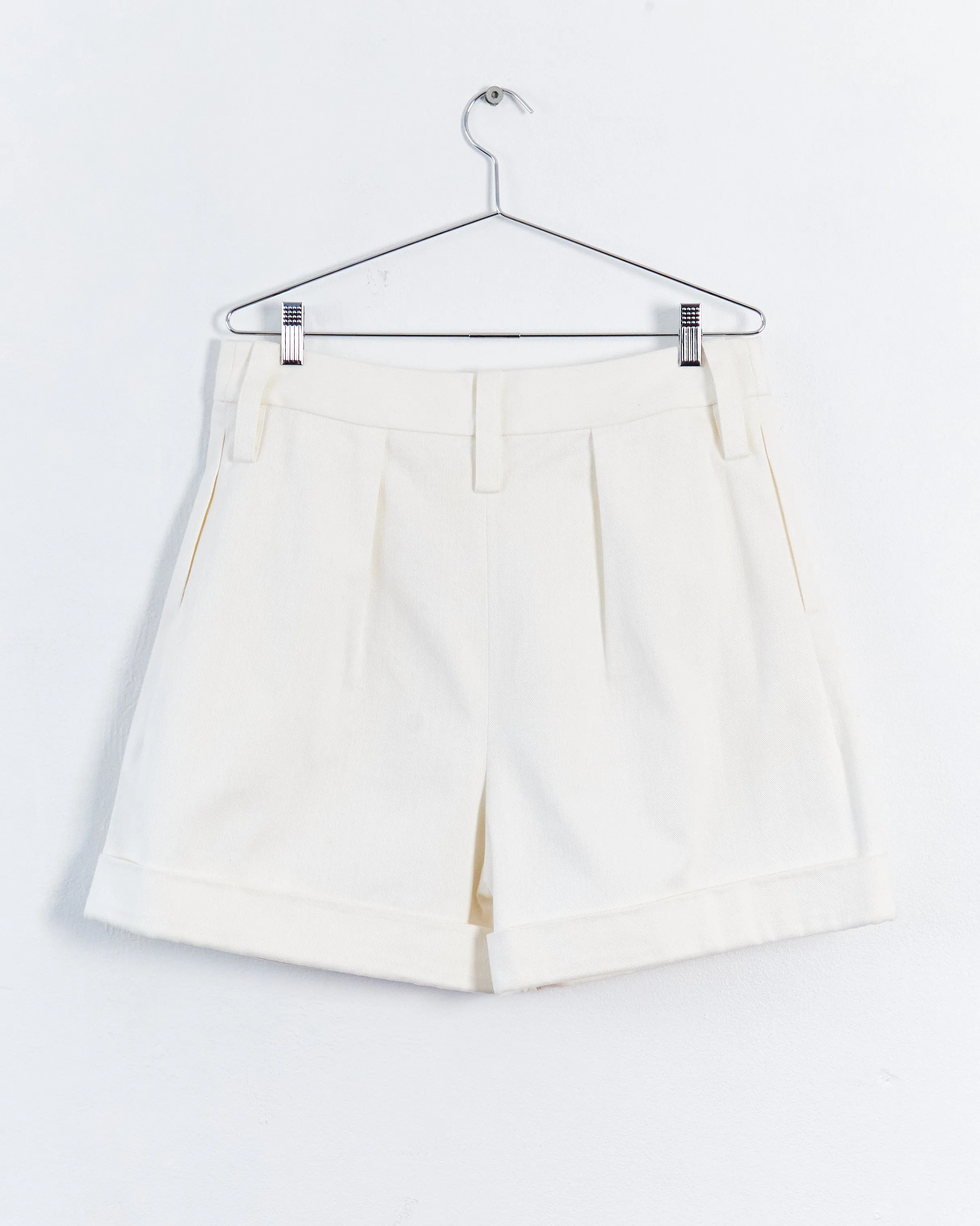 Acne cotton 'sea slubs' turn up shorts, ivory, 10