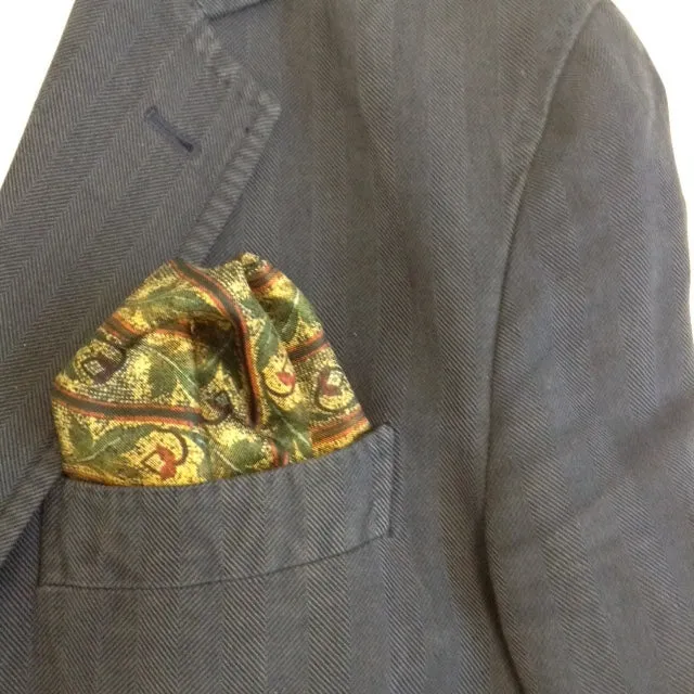 'Acorn Mosaic' 100% Silk MENS pocket square