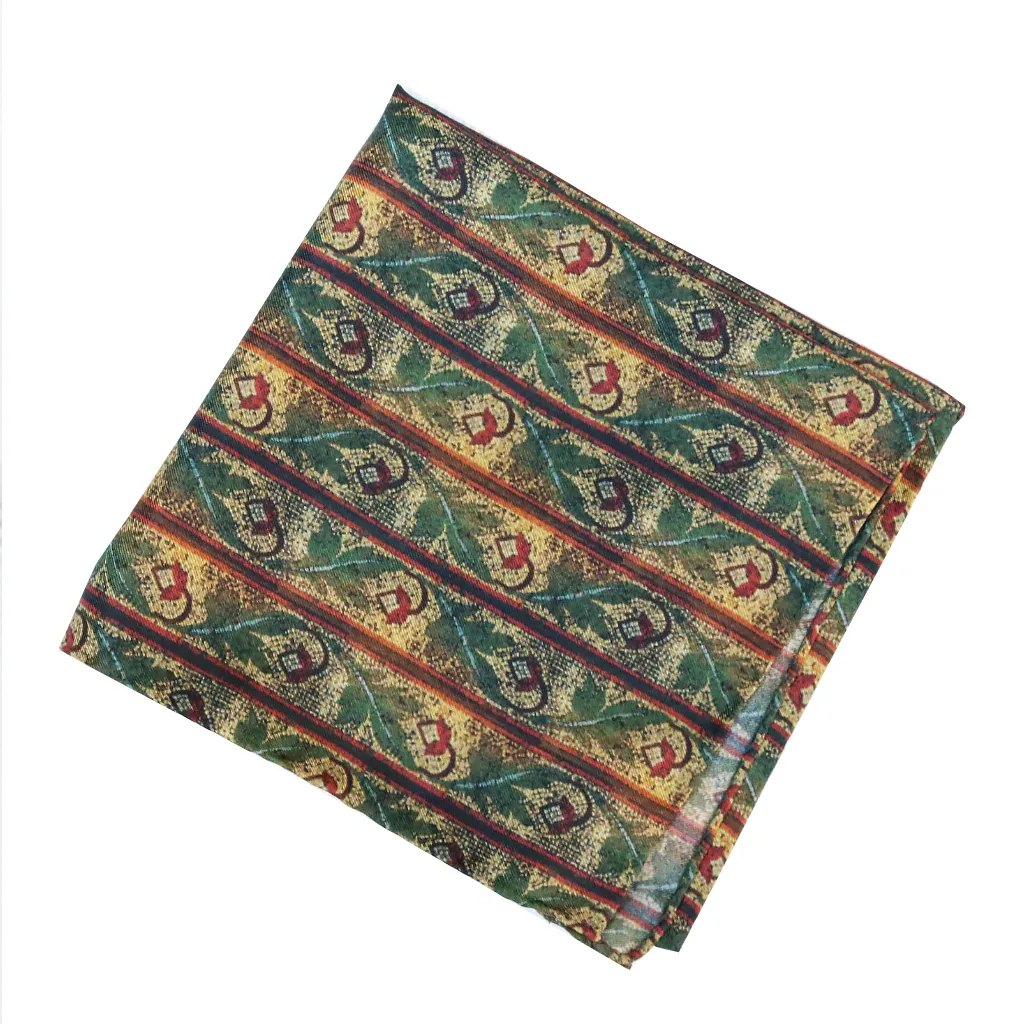 'Acorn Mosaic' 100% Silk MENS pocket square