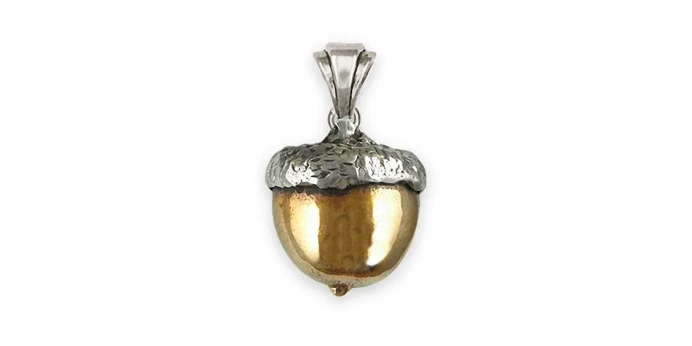 Acorn Pendant Jewelry Sterling Silver And Yellow Bronze Handmade Acorn Pendant ACN1-TNP