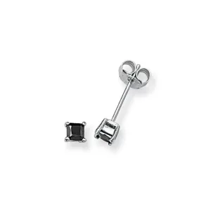 Acotis Silver Earrings Square Black Zirconia G5552BK