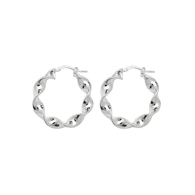 Acotis Silver Hoop Earrings Twisted G5210