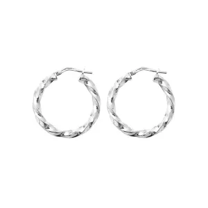 Acotis Silver Hoop Earrings Twisted G5213