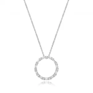 Acotis Silver Necklace Rhodium Plated Zirconia Circle G3397