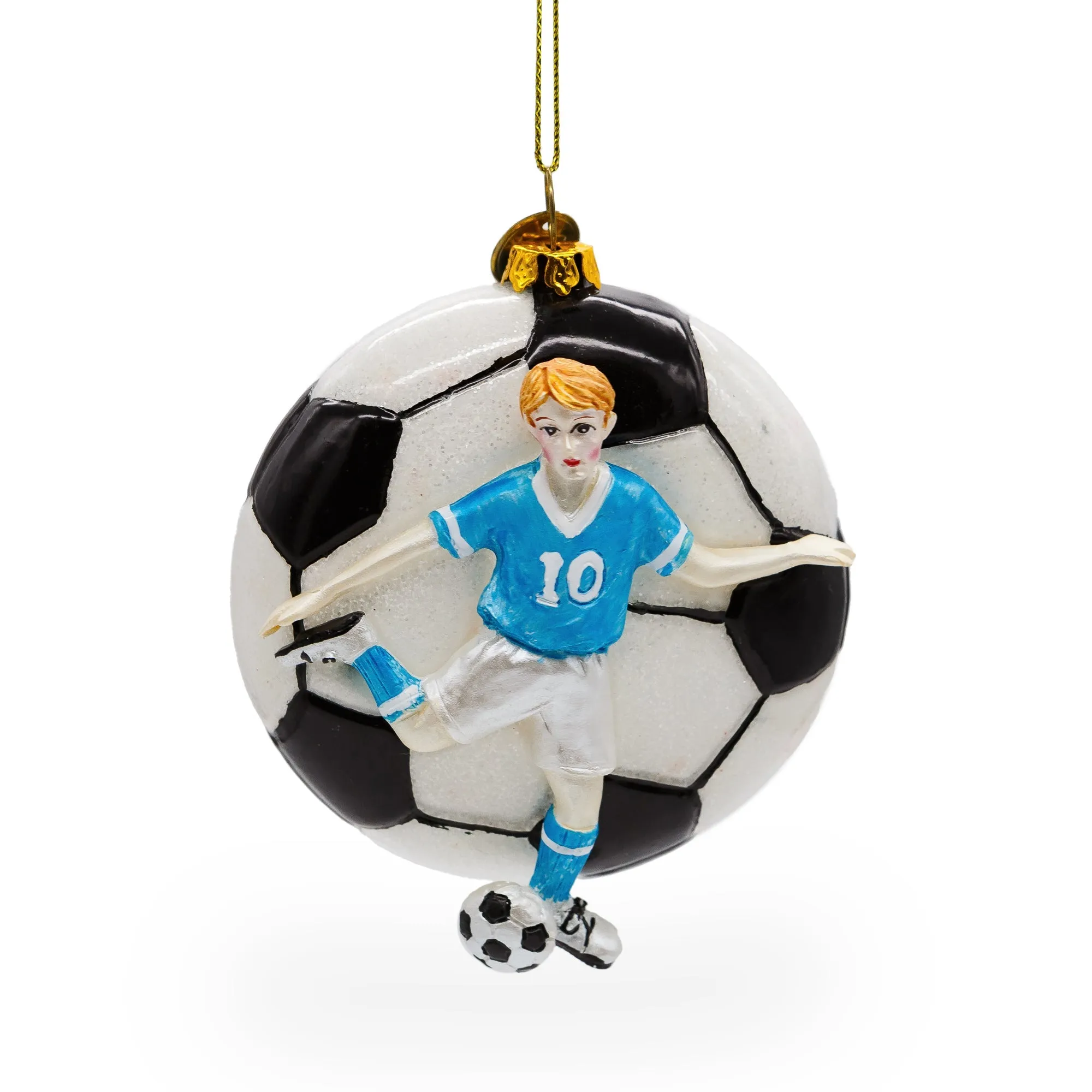 Action-packed Football Player - Blown Glass Christmas Ornament