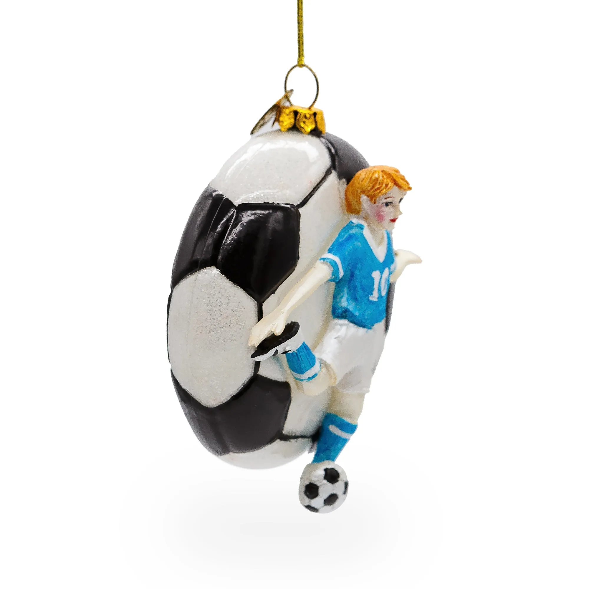 Action-packed Football Player - Blown Glass Christmas Ornament