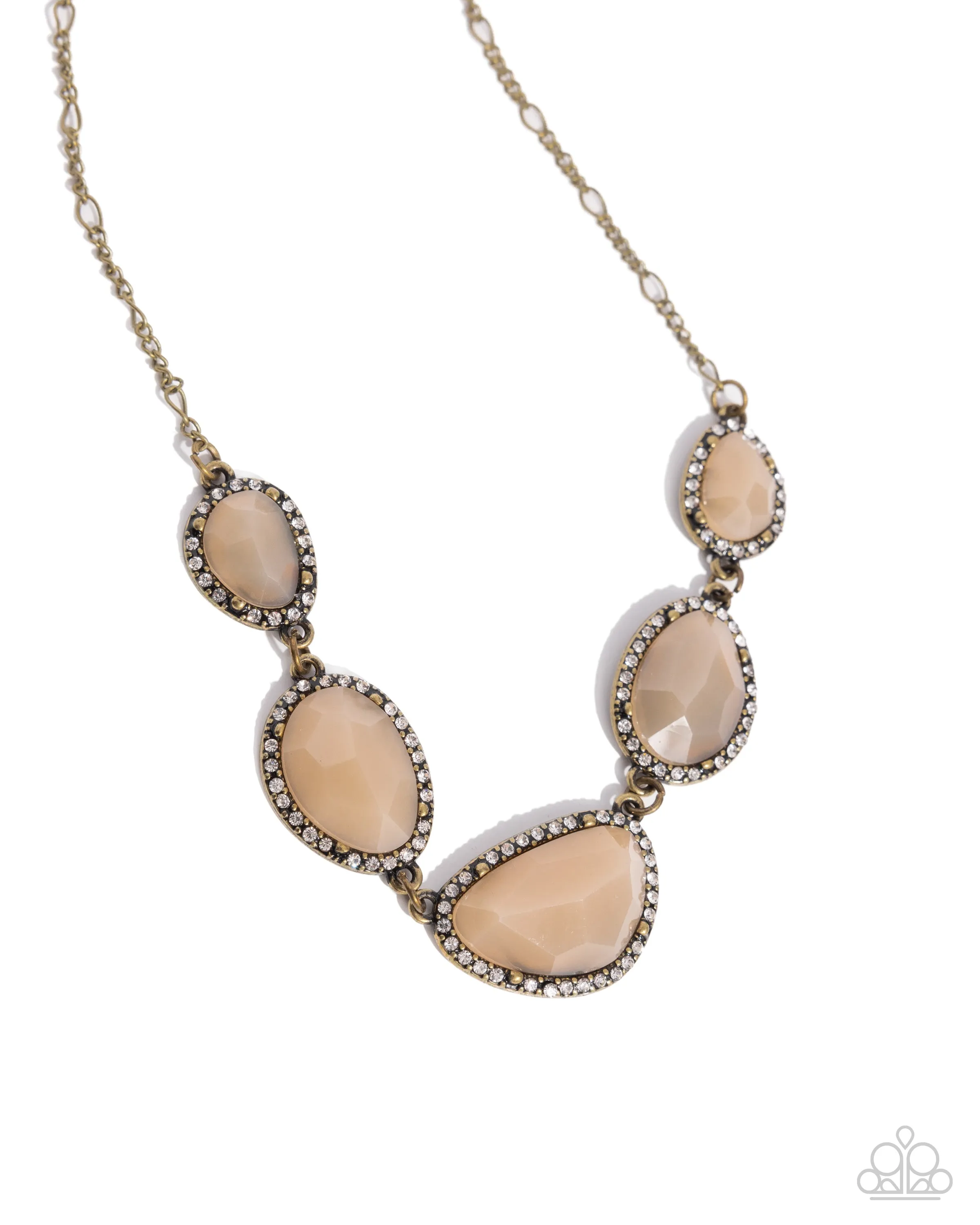 Active GLISTENING - Brass - Peach Bead Paparazzi Short Necklace