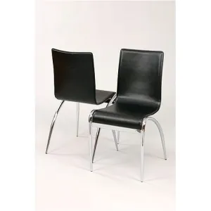 Actona 4 Leather Chairs Black Leather Chrome Francesca