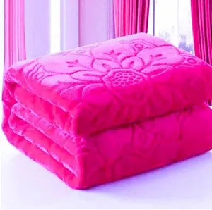 ACZO FEEL Double Bed Blanket Mink Blanket for Heavy Winter Ac Solid Double Bed Blanket Super Soft Light Winter Blanket (Pink), Lightweight.AC28