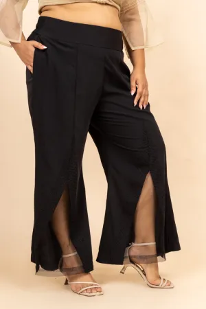 Adaa Black Embroidered Tummy Tuck Pants