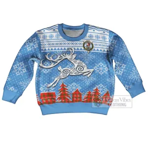 Adair Clan Christmas Kid Ugly Sweater with Tartan and Celtic Reindeer Style