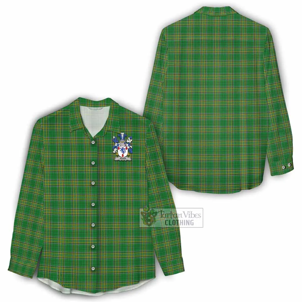 Adair Irish Clan Tartan Women's Casual Shirt with Coat of Arms