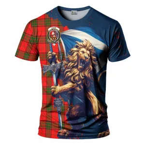 Adair Tartan Family Crest T-Shirt with Scottish Majestic Lion