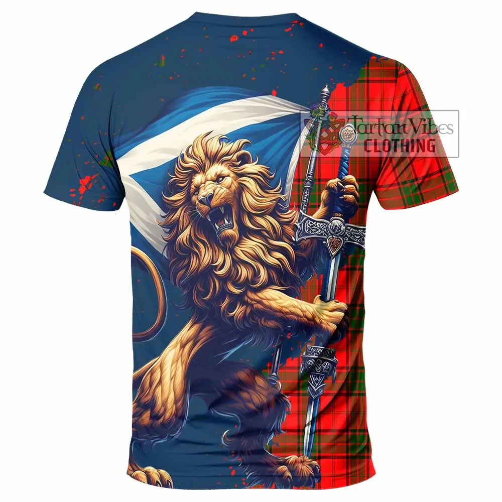 Adair Tartan Family Crest T-Shirt with Scottish Majestic Lion