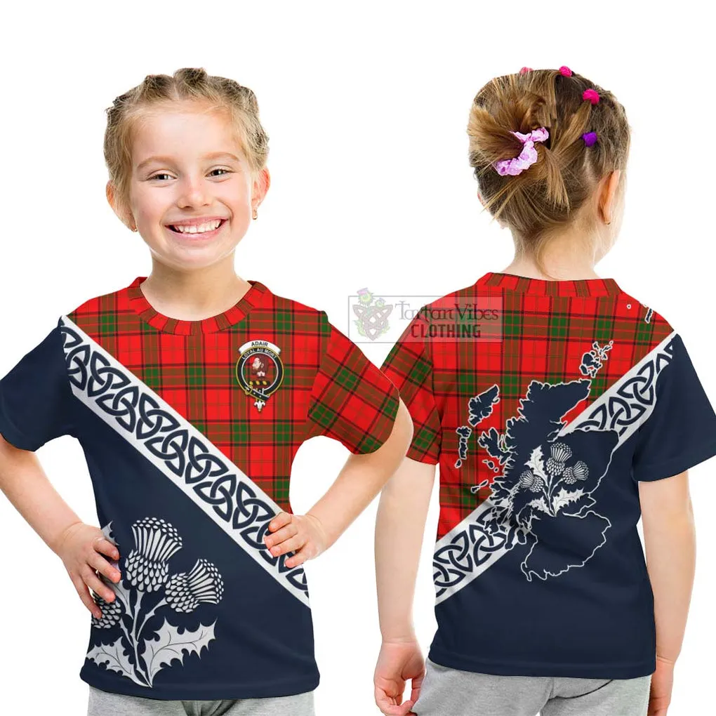 Adair Tartan Kid T-Shirt Featuring Thistle and Scotland Map