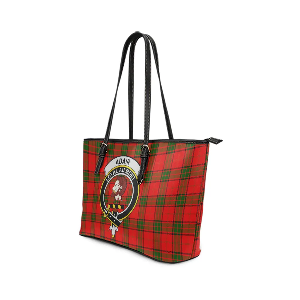 Adair Tartan Leather Tote Bag with Family Crest