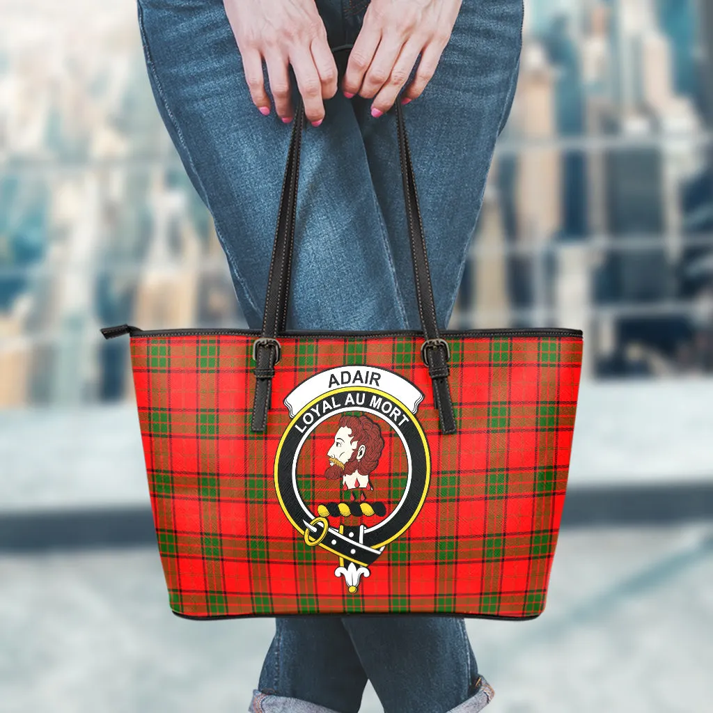 Adair Tartan Leather Tote Bag with Family Crest