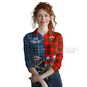 Adair Tartan Women's Casual Shirt Happy St. Andrew's Day Half Tartan Style