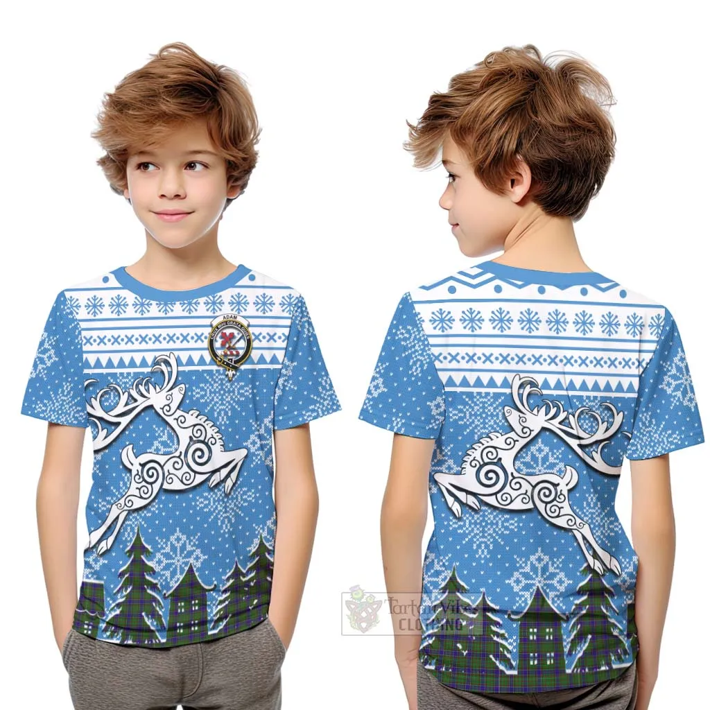 Adam Clan Christmas Kid T-Shirt Celtic Reindeer Style