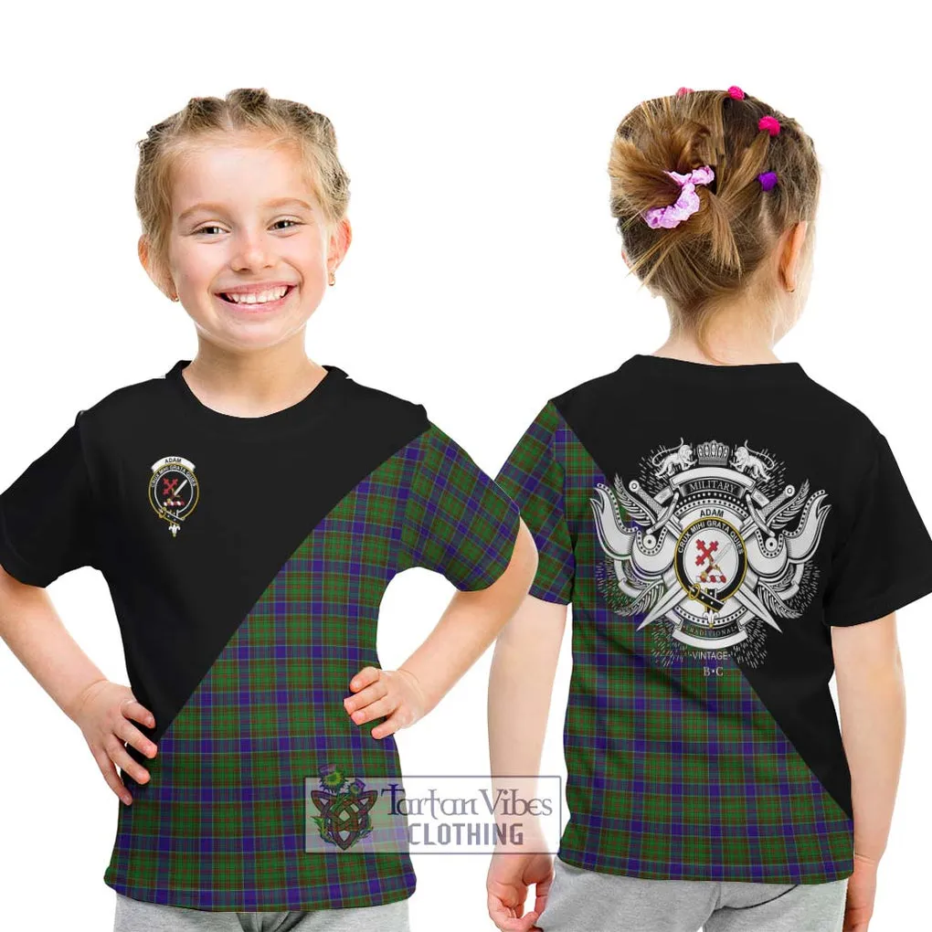 Adam Tartan Kid T-Shirt with Family Crest and Military Logo Style