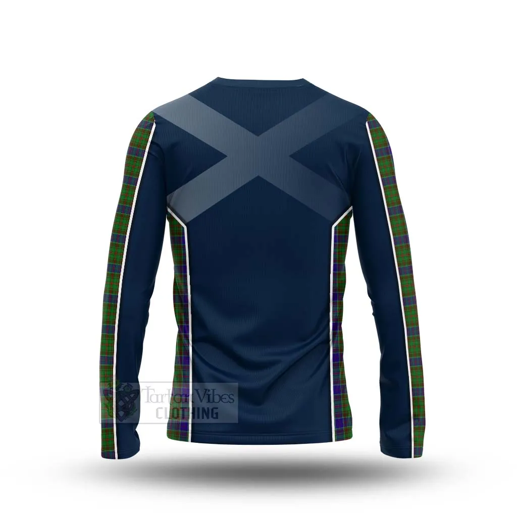 Adam Tartan Long Sleeve T-Shirt with Family Crest and Scottish Thistle Vibes Sport Style