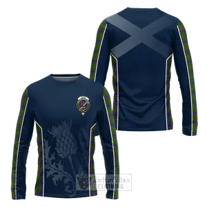 Adam Tartan Long Sleeve T-Shirt with Family Crest and Scottish Thistle Vibes Sport Style