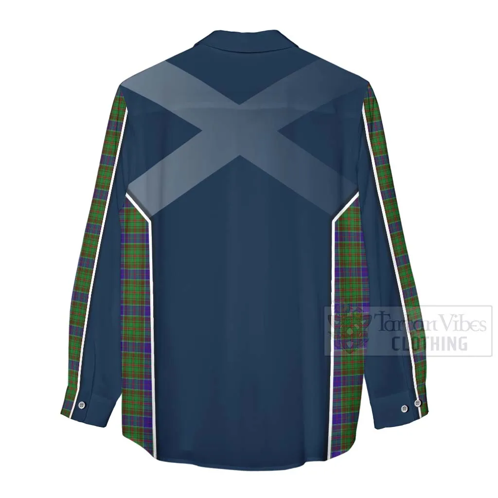 Adam Tartan Women's Casual Shirt with Family Crest and Scottish Thistle Vibes Sport Style