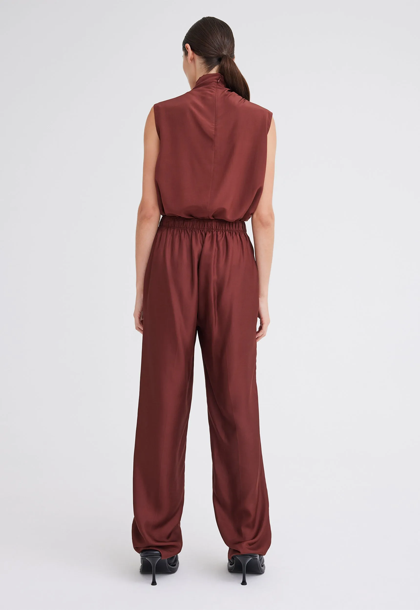 Adara Silk Pant in Burbank Red