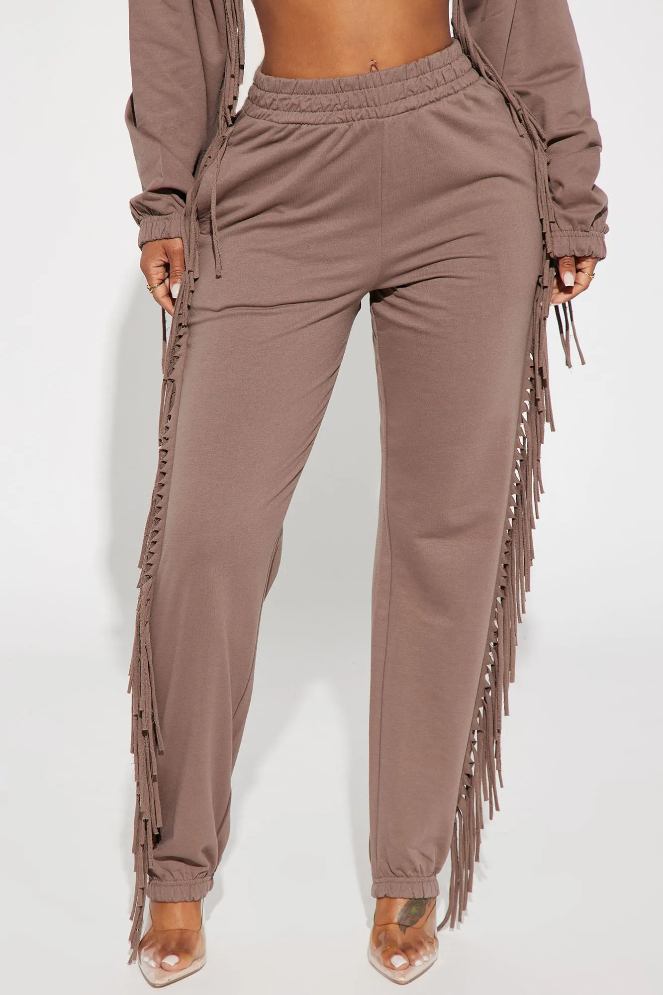 Addison Fringe French Terry Lounge Jogger - Taupe