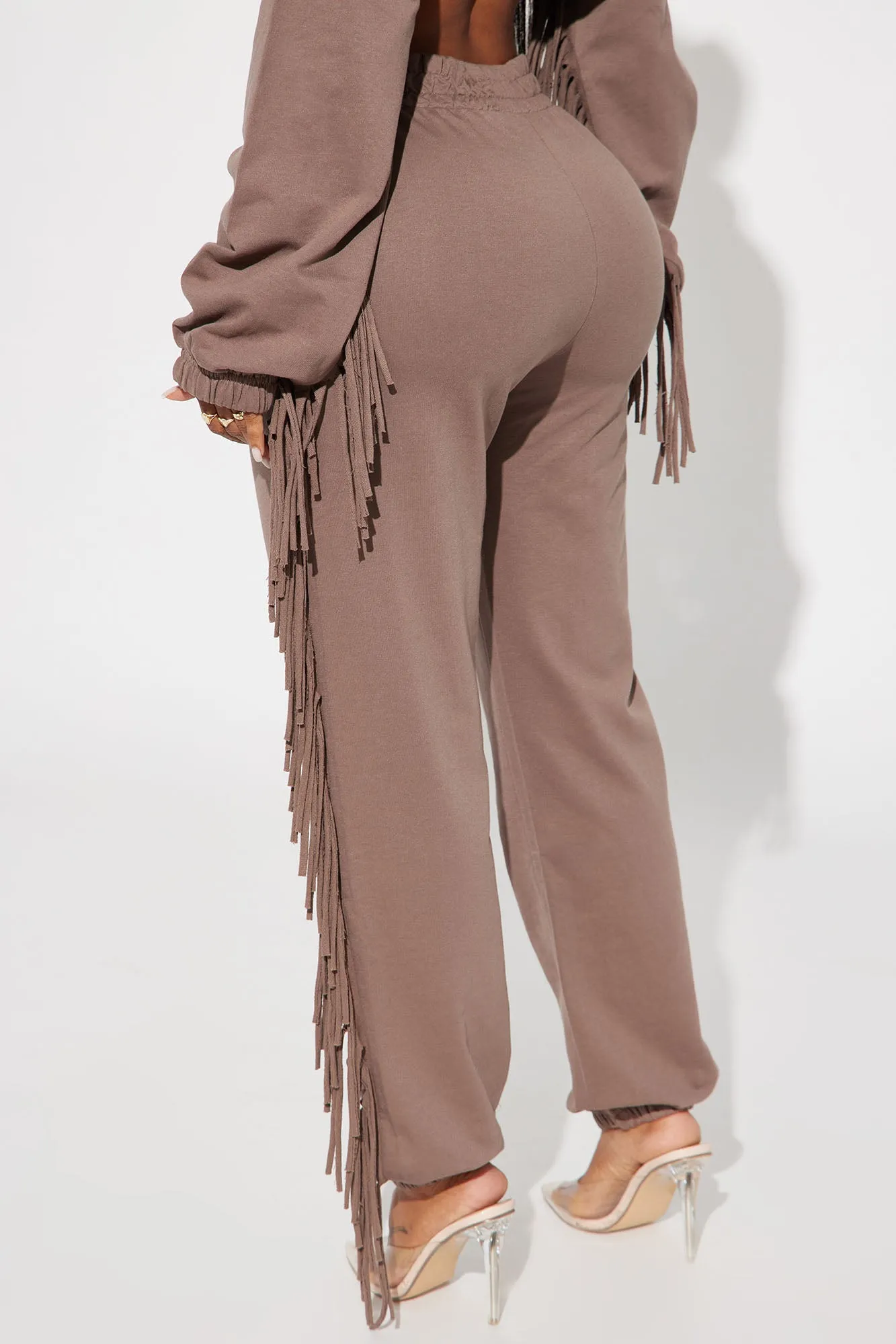 Addison Fringe French Terry Lounge Jogger - Taupe