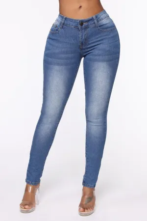 Addison Mid Rise Skinny Jeans - Medium Blue Wash