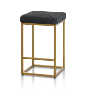 Adela Black Boucle Bar Stool - Brushed Gold Base