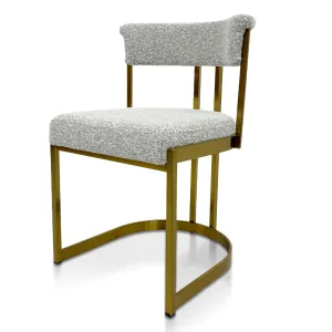 Adela Silver Grey Boucle Dining Chair - Golden Base