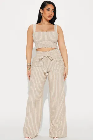 Adele Linen Pant Set - Taupe