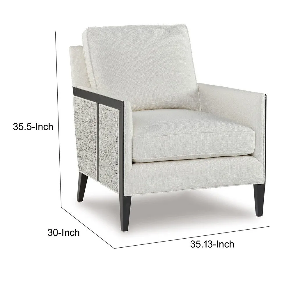 Adi Accent Chair, Ivory Polyester Acrylic Blend, Black Solid Wood Frame By Casagear Home