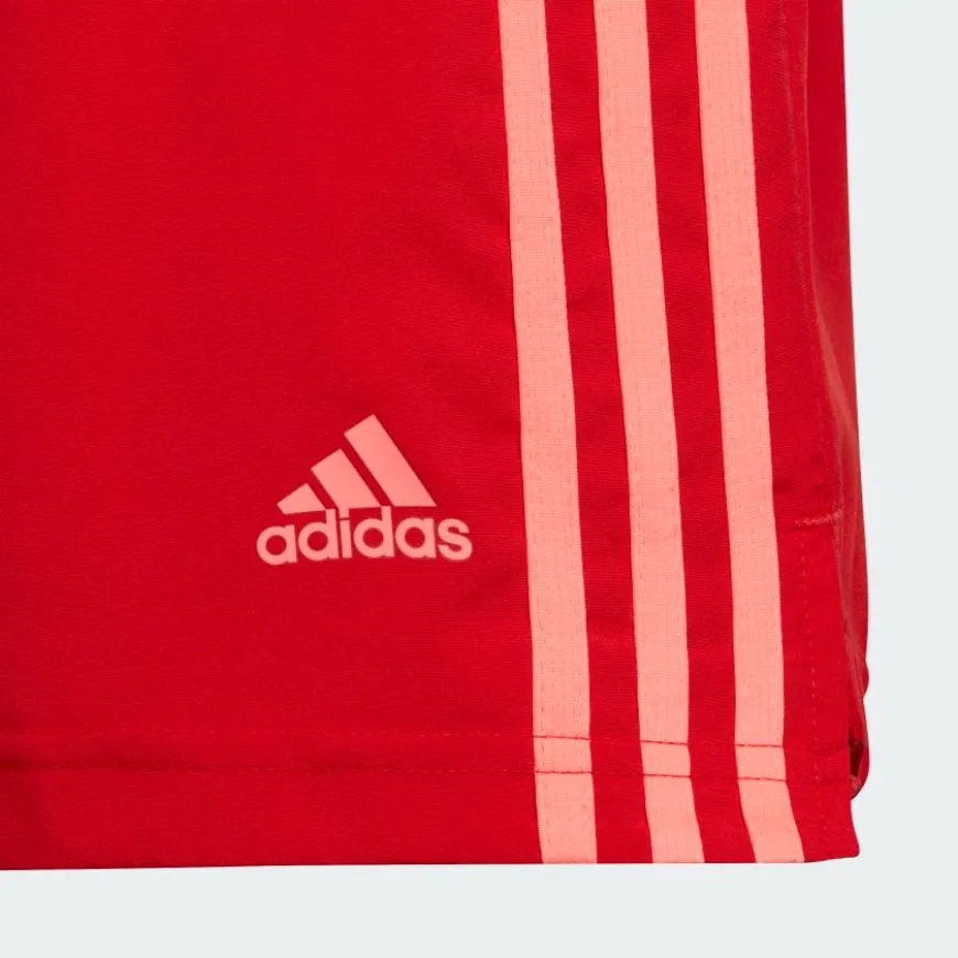 Adidas 3 Stripes Girls Lifestyle Short Red